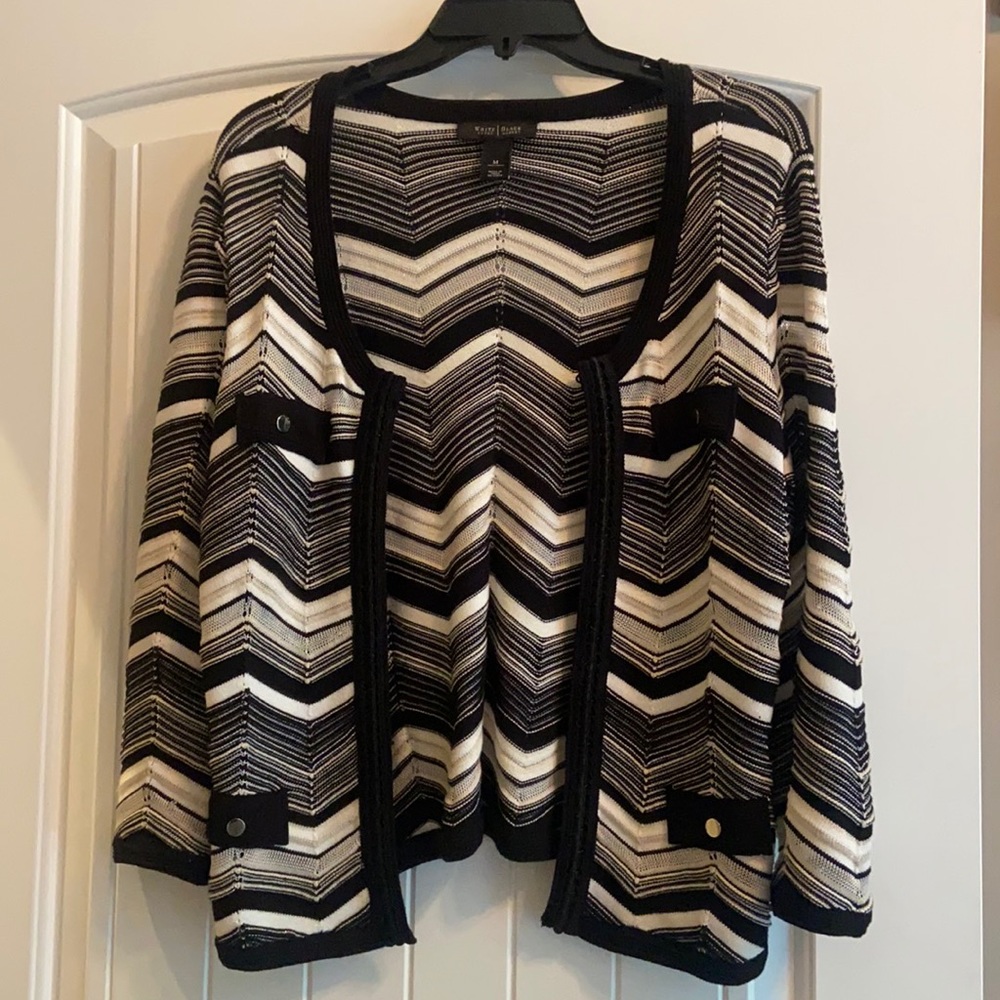 Black, white and gold cardigan, White House Black Market